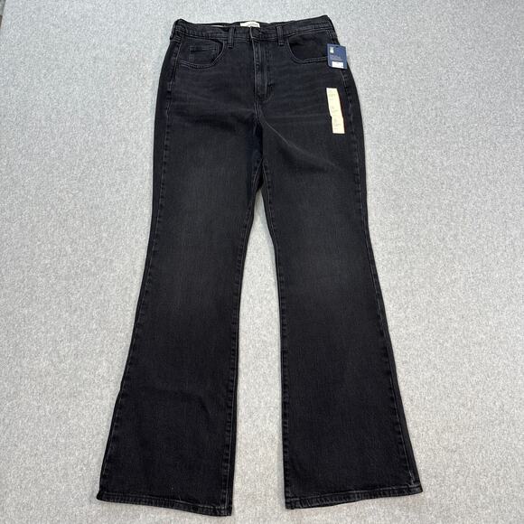 Universal Thread Jeans WMNS 10R Black Wash Denim HighRise Flare Comfort Stretch - Picture 1 of 11